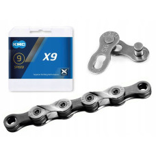 Цепь KMC Х-9 SILVER 114 звеньев 1/2"х11/128"  6,6мм с замком в коробке, серебристая BX09NP114