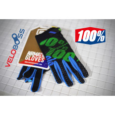Перчатки 100% Ridefit gloves черный/зеленый/синий, р-р M, на липучке