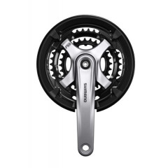 Система Shimano TY701, 175мм, 48/38/28, с защитой, квадрат, серебристая