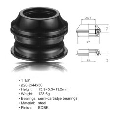 Рулевой набор полу-картриджный ACO-HS20 I1 1/8" AHEAD 28,6/44/30 черный AUTHOR        