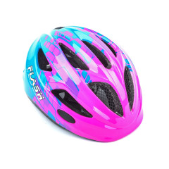 Шлем Flash X8 с фонариком подростковый розово-голубой AUTHOR