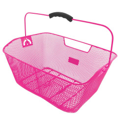 Корзина усиленная M-WAVE на багажник, задняя розовая.