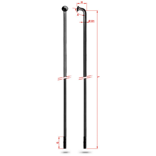 Спица вело 268 мм черная, нержавеющая сталь Rodi Round