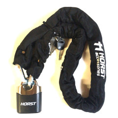 Замок цепь для велосипеда Horst 10x1200 с навесным замком    в чехле